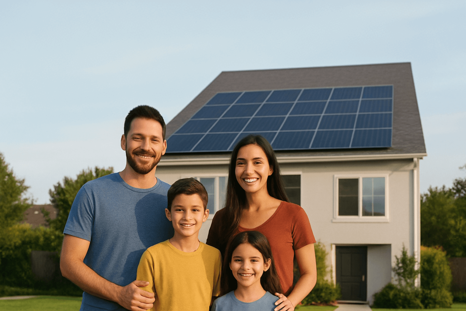 Family house with rooftop solar installation showing higher resale value.
