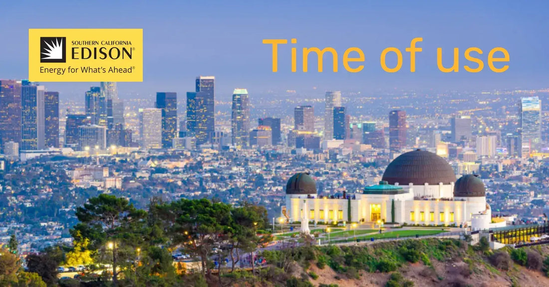 What is California’s time-of-use electric billing with Southern California Edison and city skyline.