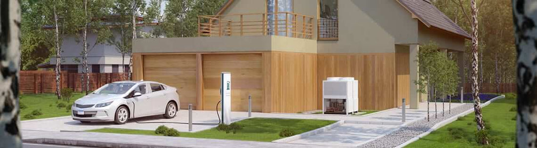 Benefits of EV and solar ownership in California - a modern home with electric vehicle charging station.