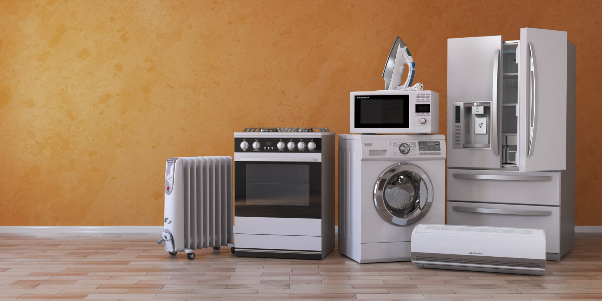 Which Appliances and Activities Use the Most Energy in My House: various household appliances on display.